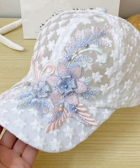 Modern White Lace Patchwork Embroideried Floral Hollow Out Baseball Cap Hat LY520 - fabuloryshop