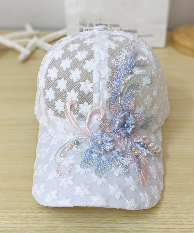 Modern White Lace Patchwork Embroideried Floral Hollow Out Baseball Cap Hat LY520 - fabuloryshop