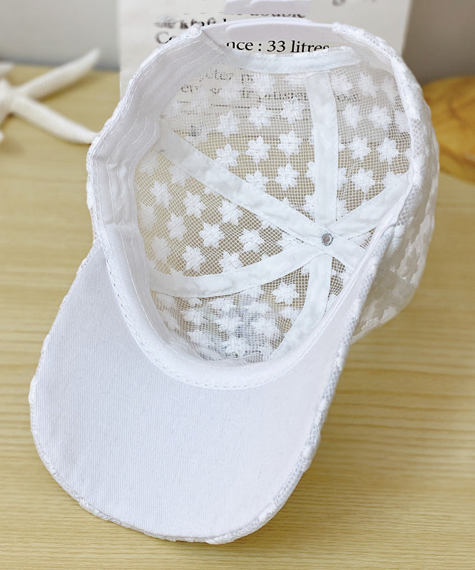 Modern White Lace Patchwork Embroideried Floral Hollow Out Baseball Cap Hat LY520 - fabuloryshop