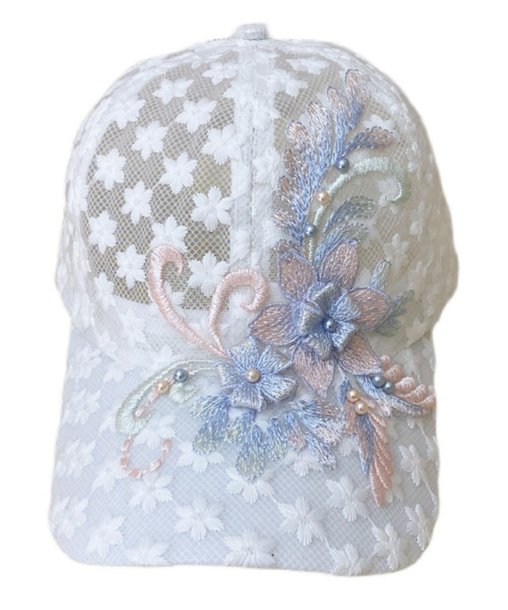 Modern White Lace Patchwork Embroideried Floral Hollow Out Baseball Cap Hat LY520 - fabuloryshop