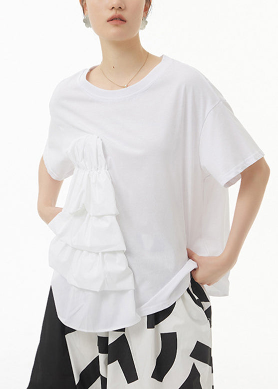 Modern White Patchwork Floral Solid Tops Summer LY1091 - fabuloryshop