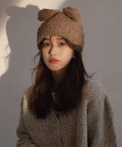 Modern White Rabbit Ears Warm Knit Bonnie Hat LY538 - fabuloryshop