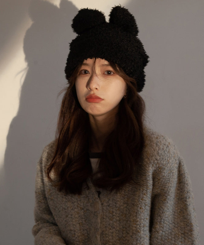 Modern White Rabbit Ears Warm Knit Bonnie Hat LY538 - fabuloryshop