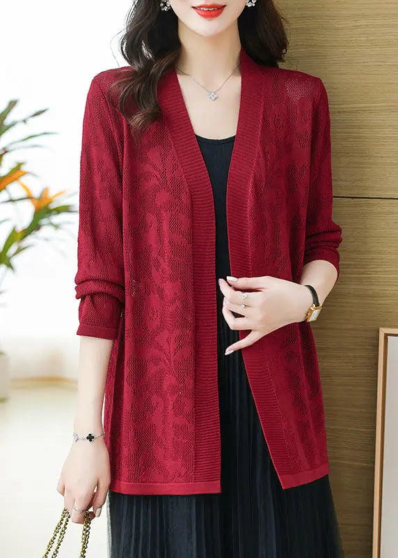 Mulberry Hollow Out Cozy Knit Cardigans Summer Ada Fashion