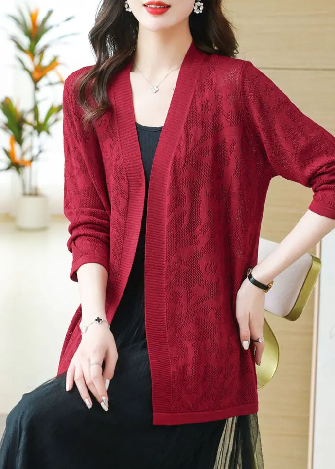 Mulberry Hollow Out Cozy Knit Cardigans Summer Ada Fashion