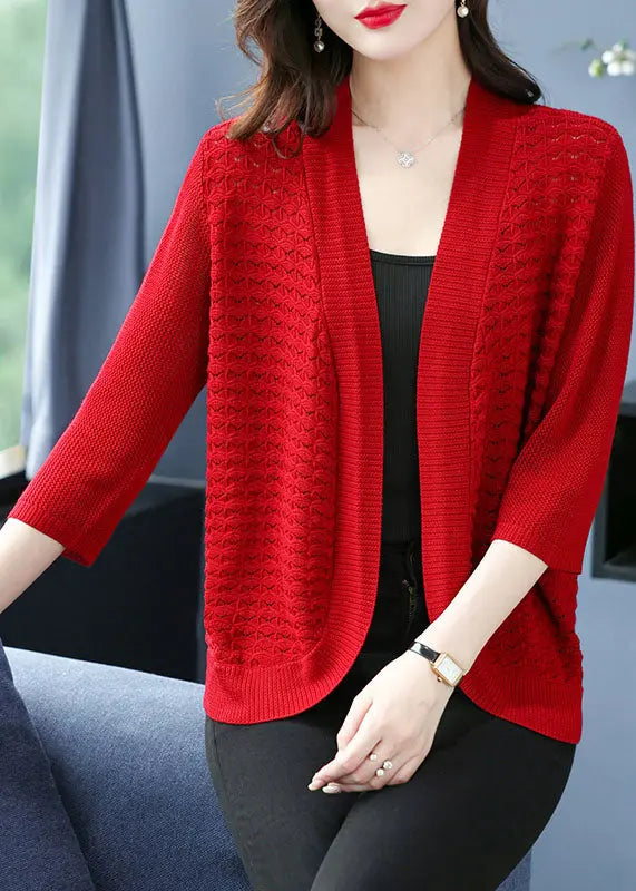 Mulberry Hollow Out Cozy Thin Ice Size Knit Cardigan Summer Ada Fashion