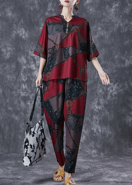 Mulberry Print Cotton Two Piece Suit Set Oversized Button Summer LY6757 - fabuloryshop
