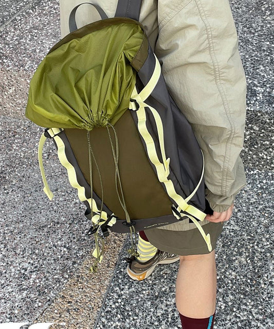Natural Blackish Green Drawstring Patchwork Outdoors Backpack Bag Ada Fashion