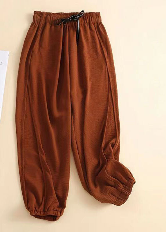 Natural Caramel Pockets Patchwork Cotton Lantern Pants Summer LY0590 - fabuloryshop