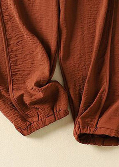 Natural Caramel Pockets Patchwork Cotton Lantern Pants Summer LY0590 - fabuloryshop