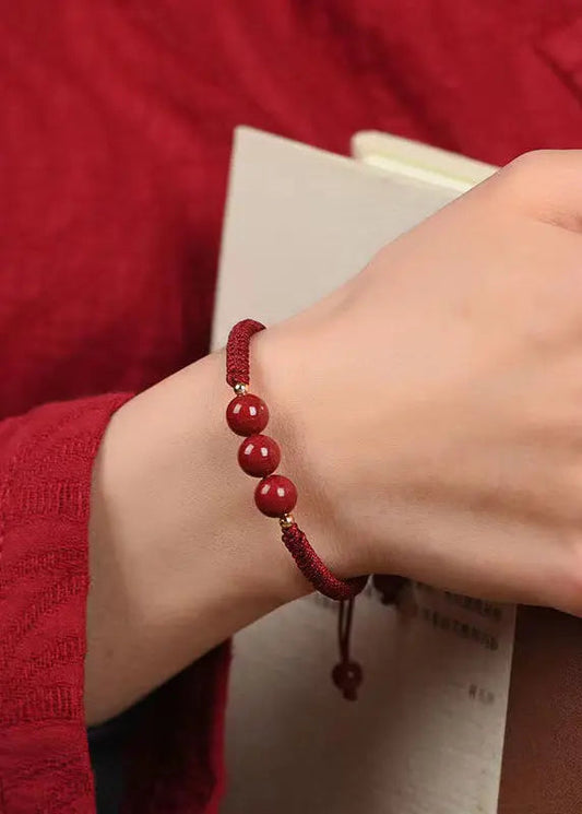 Natural Cinnabar Lucky Woven Bracelet Ada Fashion
