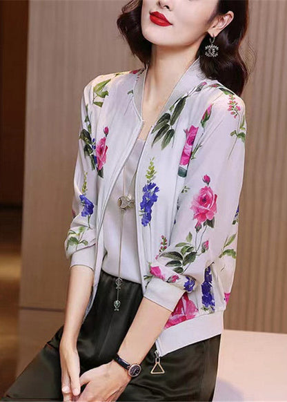 Natural O-Neck Print Chiffon Sunscreen Coat Summer LY3796 - fabuloryshop