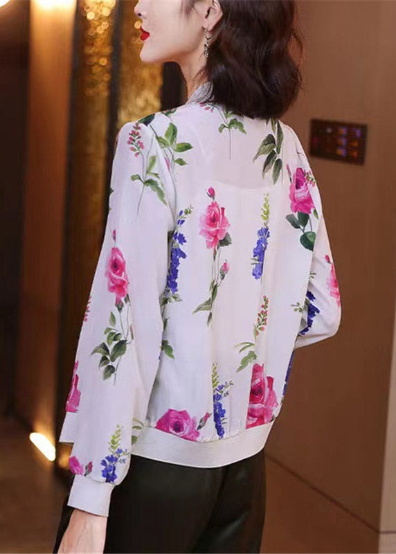 Natural O-Neck Print Chiffon Sunscreen Coat Summer LY3796 - fabuloryshop