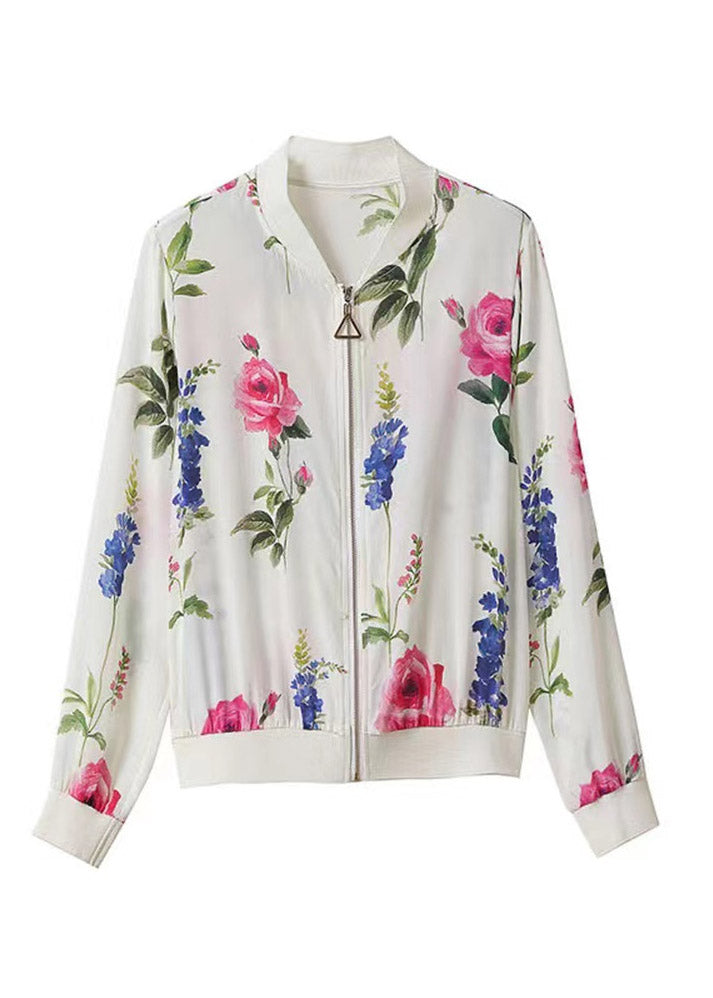 Natural O-Neck Print Chiffon Sunscreen Coat Summer LY3796 - fabuloryshop