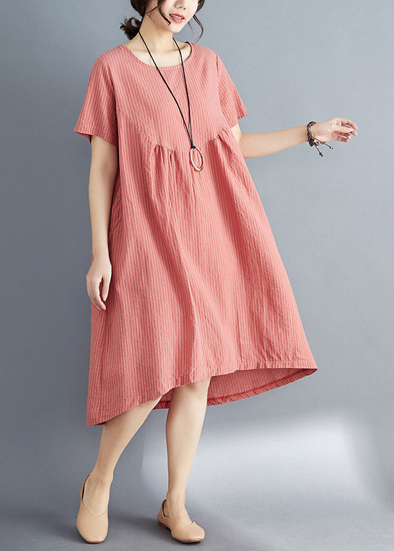 Natural Orange O-Neck Cozy Long Dress Summer LY4455 - fabuloryshop