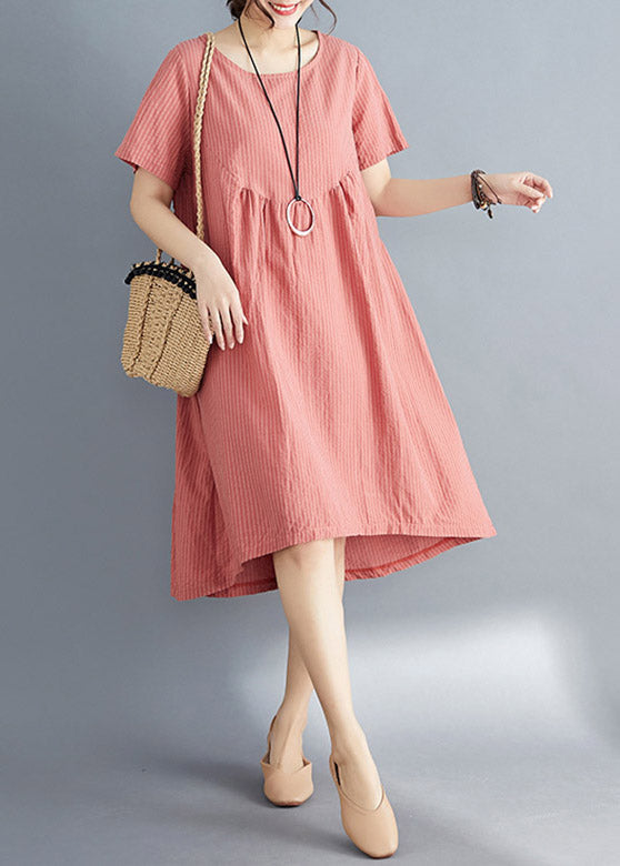 Natural Orange O-Neck Cozy Long Dress Summer LY4455 - fabuloryshop