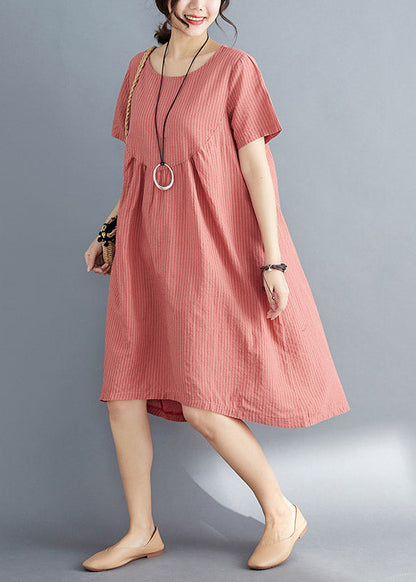 Natural Orange O-Neck Cozy Long Dress Summer LY4455 - fabuloryshop