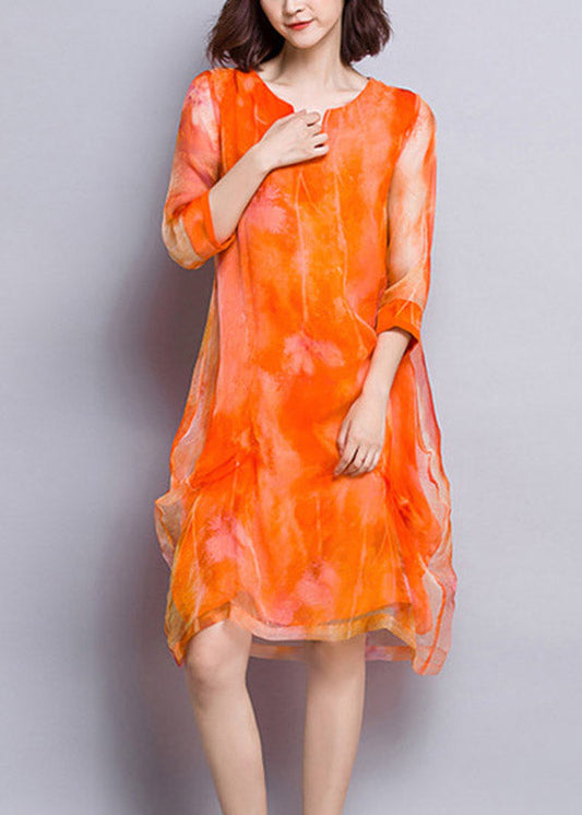 Natural Orange V Neck Tulle Vacation Long Dresses Summer TI1025 - fabuloryshop