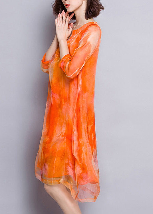 Natural Orange V Neck Tulle Vacation Long Dresses Summer TI1025 - fabuloryshop