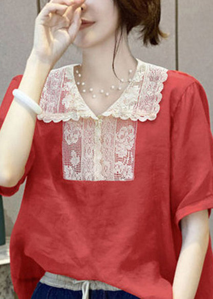 Natural Red Lace Tops - fabuloryshop