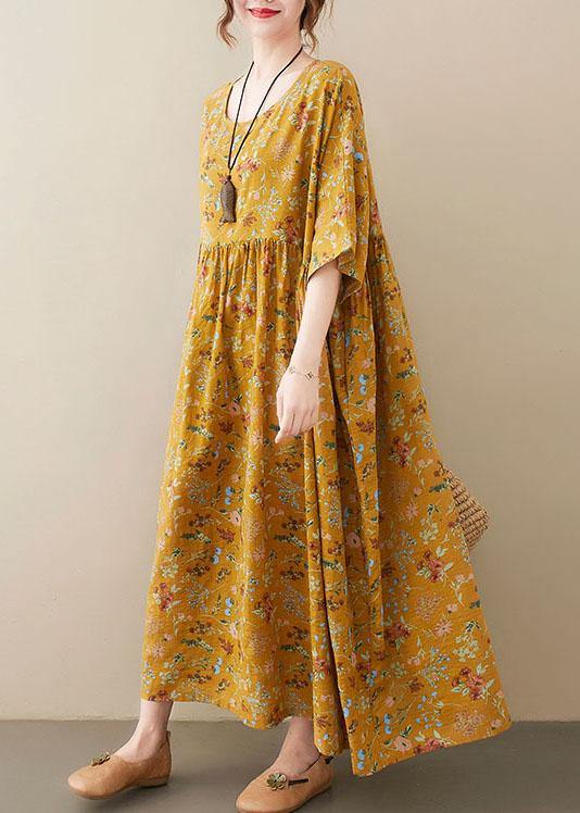 Natural Yellow Pockets Print Dress - fabuloryshop