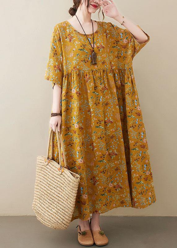 Natural Yellow Pockets Print Dress - fabuloryshop