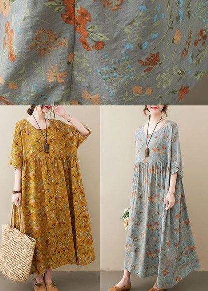 Natural Yellow Pockets Print Dress - fabuloryshop