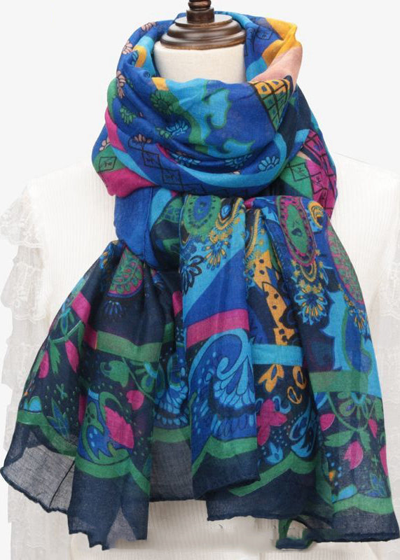 New Bohemian Orange Print Cotton Scarf Ada Fashion