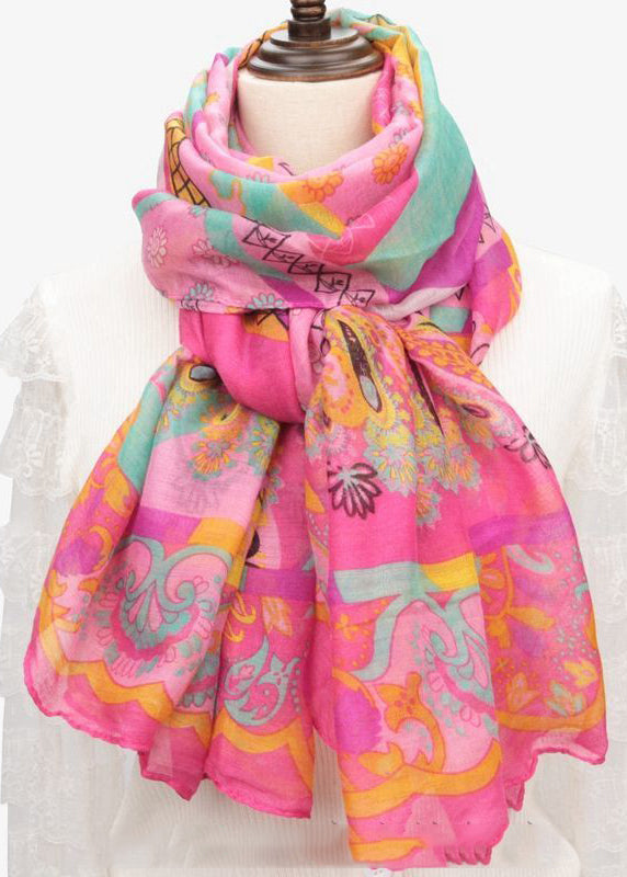 New Bohemian Orange Print Cotton Scarf Ada Fashion