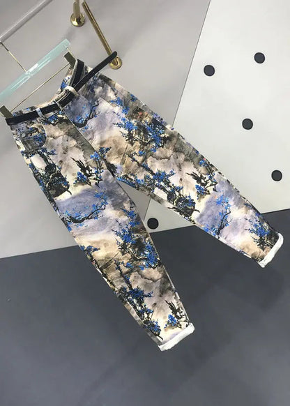 New Chinese Feng Shui Ink Printed Versatile Jeans Autumn Ada Fashion