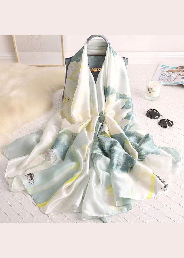 New Elegant White Print Stylish Silk Scarf Ada Fashion