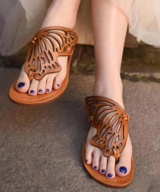 New French Flip Flops With Flat Bottoms Hollowed Out Butterfly Slippers Ada Fashion