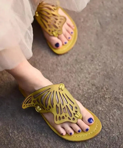 New French Flip Flops With Flat Bottoms Hollowed Out Butterfly Slippers Ada Fashion