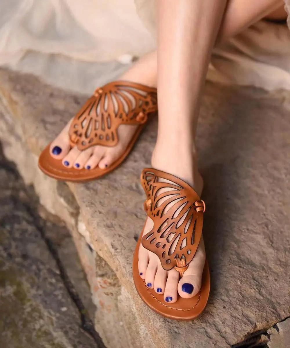 New French Flip Flops With Flat Bottoms Hollowed Out Butterfly Slippers Ada Fashion