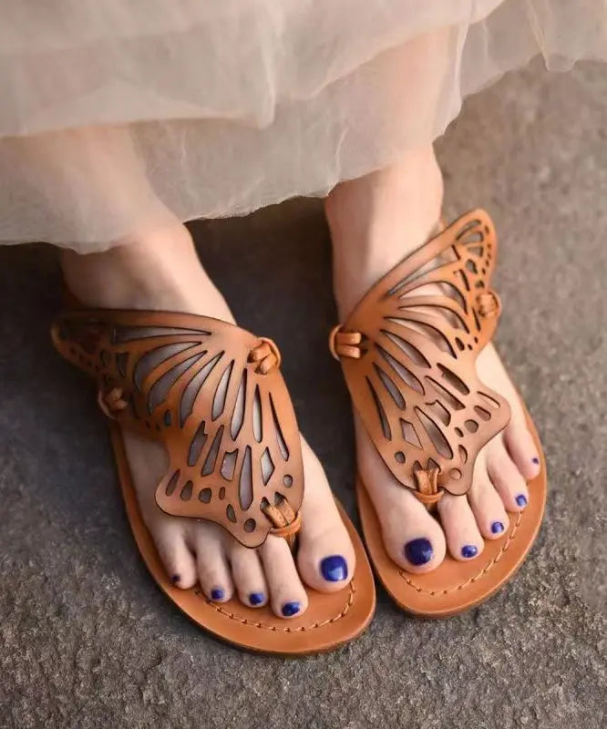 New French Flip Flops With Flat Bottoms Hollowed Out Butterfly Slippers Ada Fashion