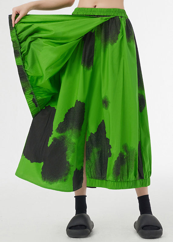 New Green Asymmetrical Tie Dye Pockets Patchwork Cotton Skirt Summer Ada Fashion