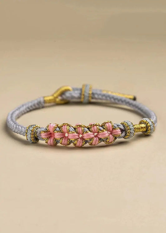New Handwoven Grey Peach Blossom Good Luck Bracelet Ada Fashion