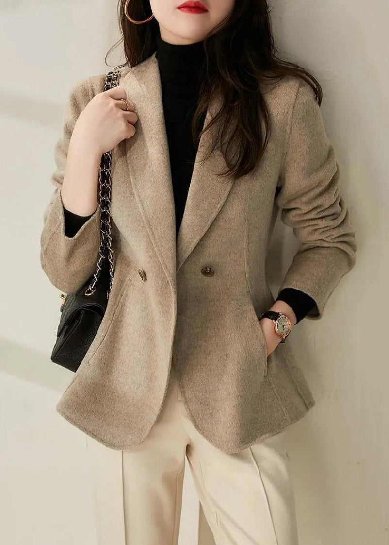 New Light Camel Button Pockets Patchwork Cotton Coats Long Sleeve Ada Fashion