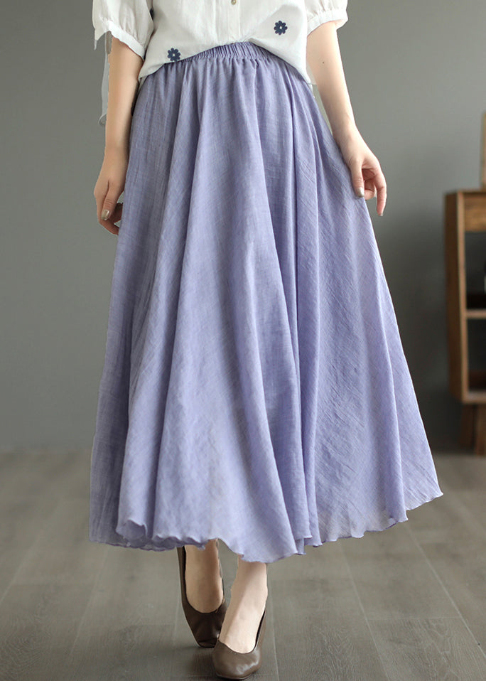 New Purple Elastic Waist Patchwork Cotton Pleated Skirt Ada Fashion