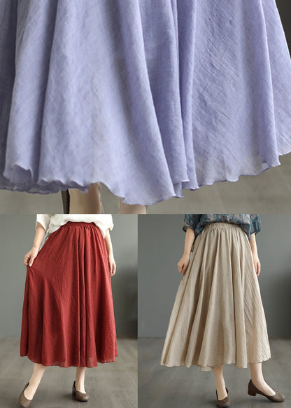 New Purple Elastic Waist Patchwork Cotton Pleated Skirt Ada Fashion