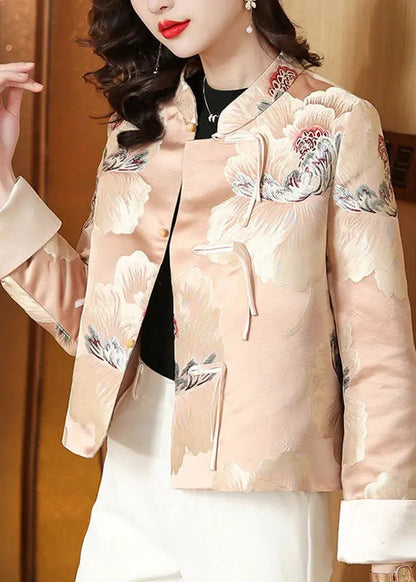 Novelty Apricot Print Button Coat Fall Ada Fashion