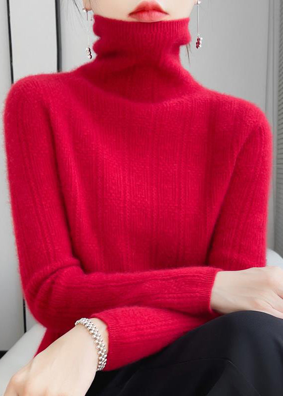 Novelty Lake Blue Turtleneck Hollow Out Wool Knit Sweaters Fall Ada Fashion