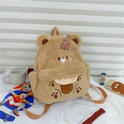 Cute Brown Bear Plush Backpack LY4173 - fabuloryshop