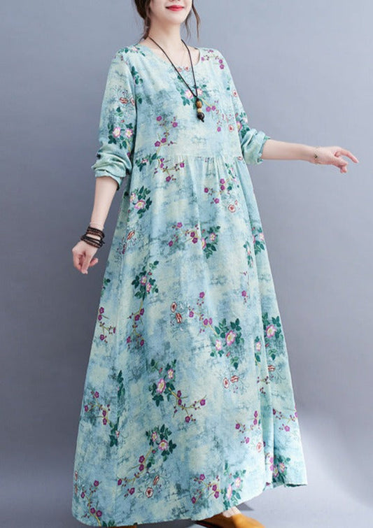 Plus Size Retro Floral Printed Dress Summer LY3979 - fabuloryshop