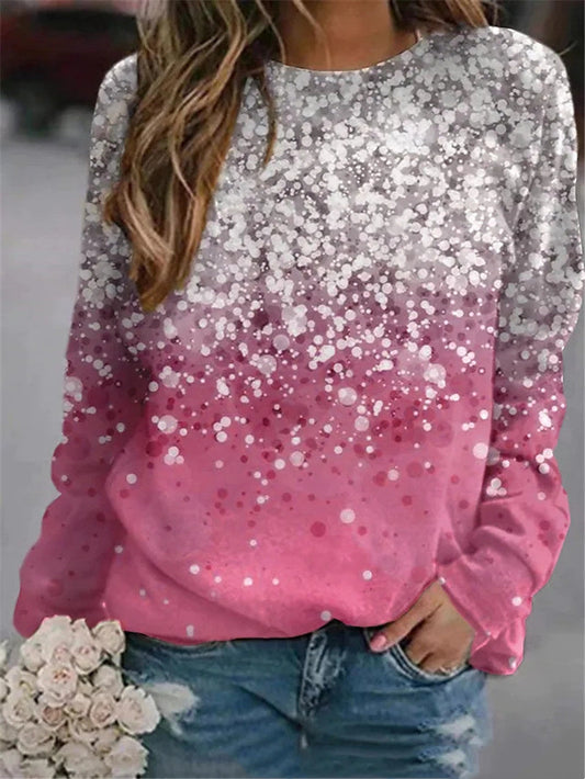 Rosa Sweatshirt mit Schneebild-Aufdruck AD1002 ML0021