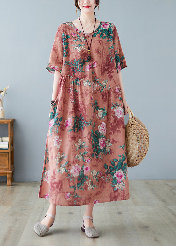 Orange Patchwork Wrinkled Vacation Long Dresses Half Sleeve LY4516 - fabuloryshop