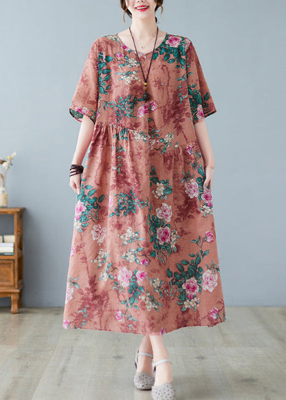 Orange Patchwork Wrinkled Vacation Long Dresses Half Sleeve LY4516 - fabuloryshop