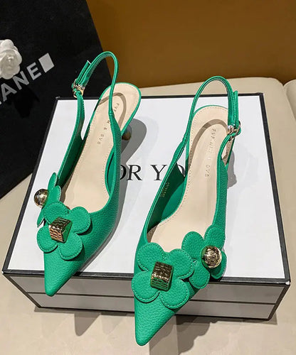 Orange Pointed Toe Floral Sequined Splicing Stiletto Sandals Ada Fashion