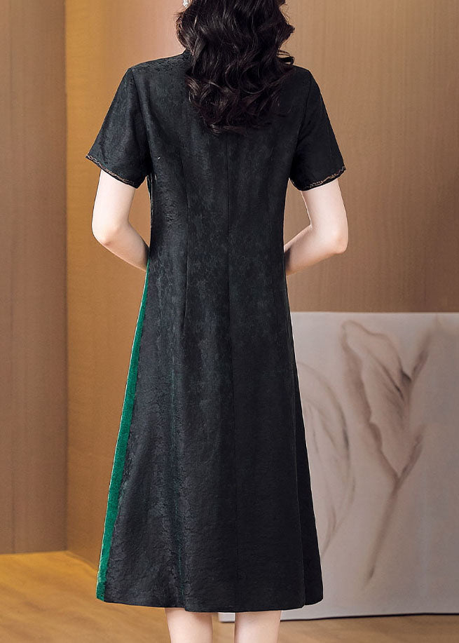 Organic Black Tasseled Embroideried Patchwork Silk Dress Summer LC0264 - fabuloryshop