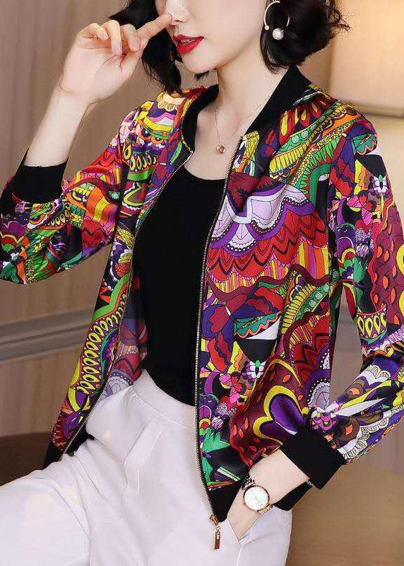 Organic Blue O-Neck Print Chiffon Sunscreen Coat Summer LY3794 - fabuloryshop